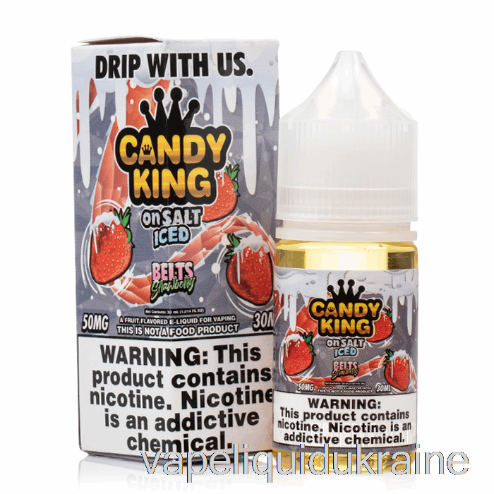 Vape Liquid Ukraine ICED Belts Strawberry - Candy King On Salt - 30mL 35mg